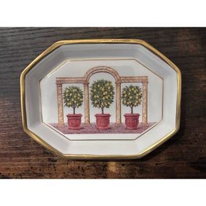 HALCYON DAYS ENAMEL LEMON TREE TRINKET PLATTER TRAY PLATE